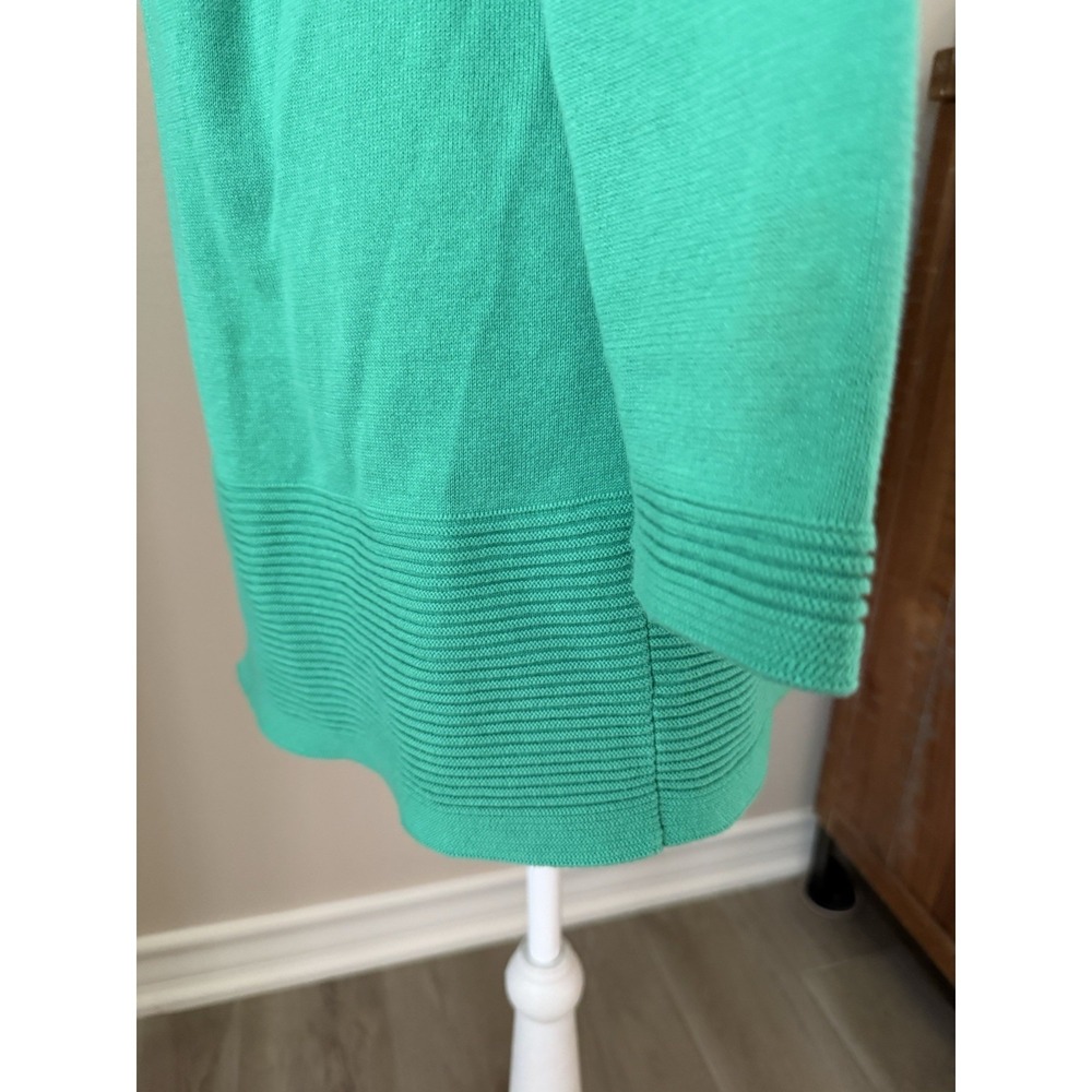 Talbots 100% Cotton Open Front Cardigan Sweater Green Medium Long‎ Sleeve - Picture 3 of 9